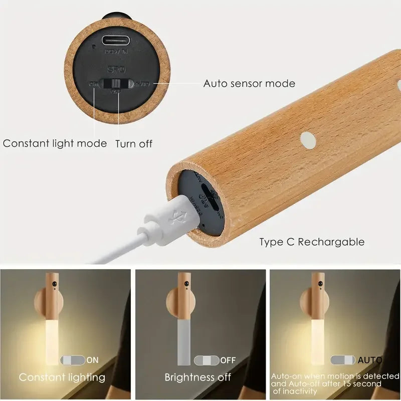 Illuminate Your Space with the Motion Sensing Magnetic LED Night Light - Perfect for Staircases, Corridors, and Bedrooms